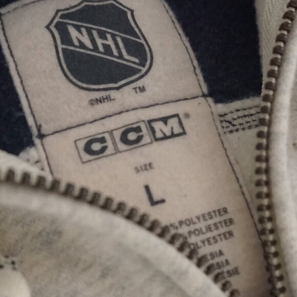 Toronto Maple Leafs Hockey CCM NHL Navy Cream Zip Up Hooded Sweatshirt Large - Picture 11 of 13